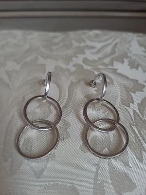 Pendientes Franco Pianegonda Plata de Ley 925 Aro y Círculos Abiertos Colgantes Foto 1 de 4