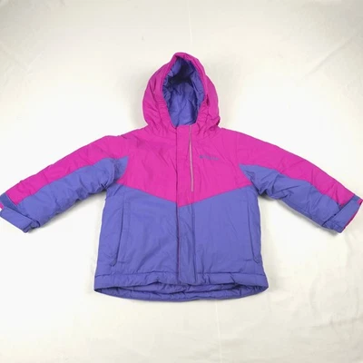 Columbia Kids Toddler Girls 3T Snow Jacket Hood Omni-Tech Waterproof Pink Purple - Image 1 of 4