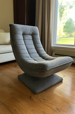 Fabric Relax Armchair 360° Recliner Accent Chair Grey Upholstered Lounge Seating - Image 1 of 3