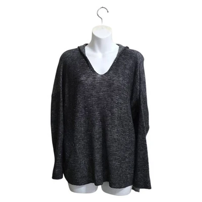 Top Eileen Fisher Lino Algodón Cuadrado Con Capucha Manga Larga Carbón Talla S Foto 1 de 4