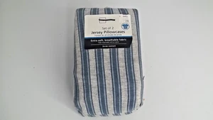1pr (2) King size Pillowcases Striped Cotton Jersey Knit Bedding - Picture 1 of 4