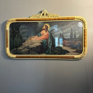 Vintage Framed Picture Jesus Praying In The Garden Of Gethsemane 19 X 32 - Picture 1 of 12