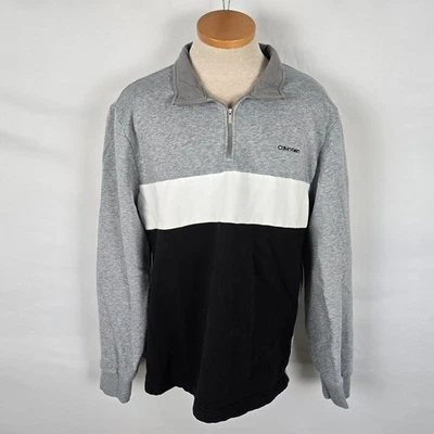 Sudadera Calvin Klein Para Hombre XL Negra Gris Blanca Colorblock Cuarto Cremallera Foto 1 de 4