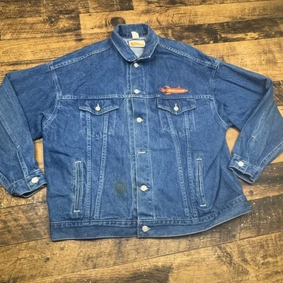 VINTAGE NICKELODEON Denim Jacket Planet Logo Made in USA XL READ - Image 1 of 4
