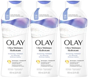 Olay Ultra Feuchtigkeit Peeling Duschgel mit Meeresmineralien & B3 Komplex 22oz-3er Pack - Bild 1 von 1