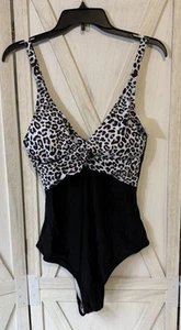 Traje de baño de una pieza B2Prit estampado de leopardo cosa salvaje adelgazante nuevo con etiquetas talla grande - Imagen 1 de 8