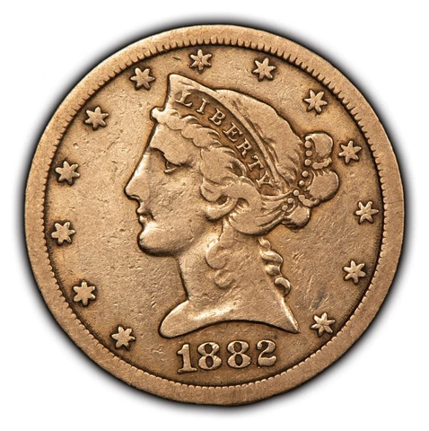 1882-CC G$5 Liberty Head Gold Half Eagle - Carson City - VF/XF Key Date - G2142 Cover