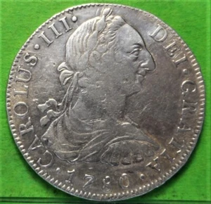 aXF, CARLOS III, 1780, MÉXICO -FF, Plata, 26,85 gramos. COLONIAL ESPAÑOL - Imagen 1 de 2