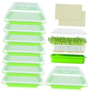 8 Pack Seed Sprouter Trays with Lids- Soil-Free Cultivation 8 Packs With Lids - Picture 1 of 8