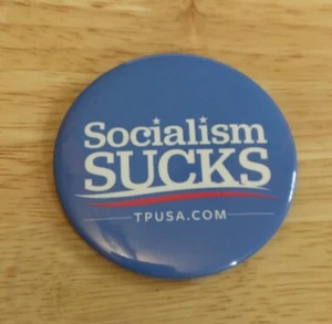 Socialism Sucks TPUSA 2 1/4 Button Pin New - Picture 1 of 2