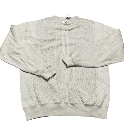 Vintage Cutter Buck Sweater Mens Large WhiteCable Knit Cotton Rayon Made In USA - Image 1 of 4