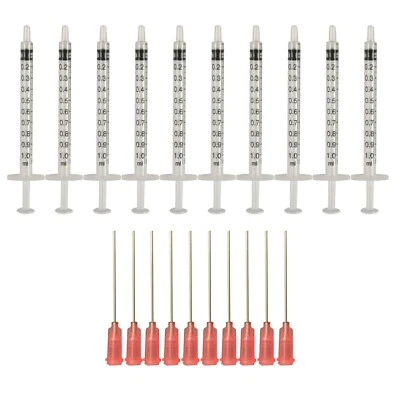 EASY GLIDE Pack of 10 x 1 ml Industrial Syringes with 18G x 1-1/2" Blunt Tip Fill Needle