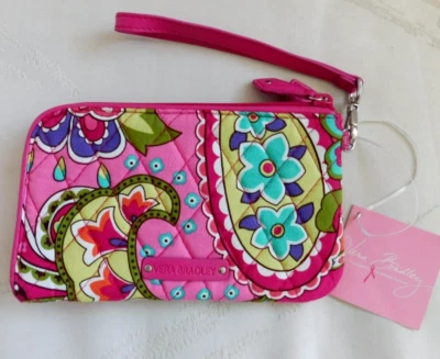 Carteira e pulseira VERA BRADLEY com zíper ao redor - redemoinhos rosa - Nova com etiqueta - Imagem 1 de 4