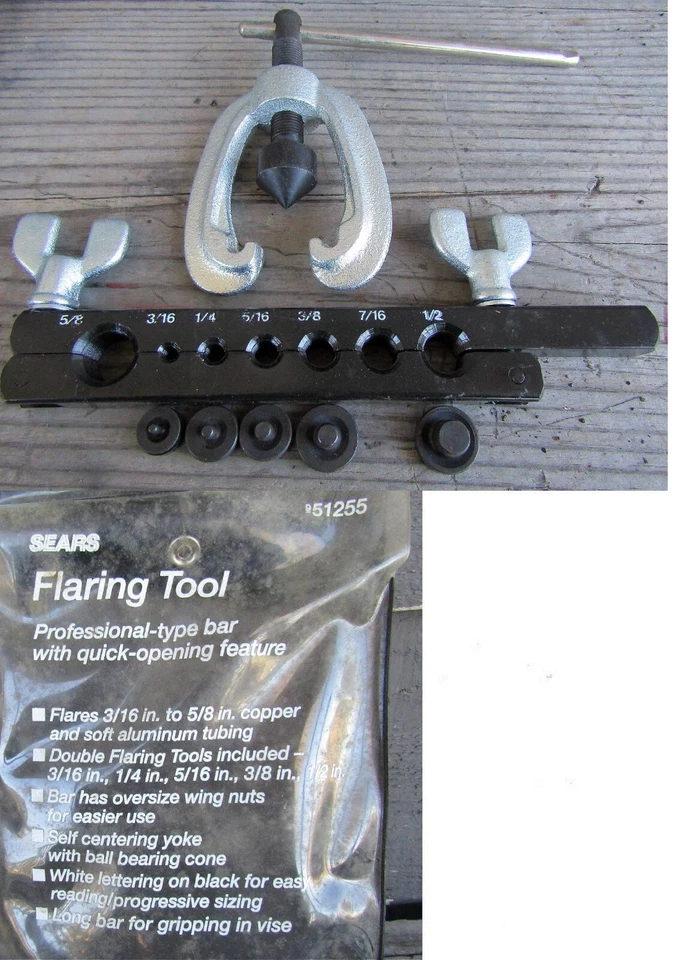 NEW in PKG. SEARS 9-51255 FLARING TOOL SET w/DOUBLE FLARE INSERTS - Image 1 of 1