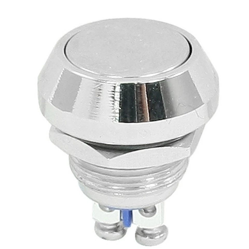 10pcs 12mm 1/2" Anti-Vandal Metal Momentary Push button Switch Flat Top Chrome - Image 1 of 1