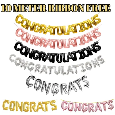 CONGRATULATIONS 16"INCHFoil Balloons Air CONGRATS Letters Party Theme UK SELLER — 第 1/3 张图片