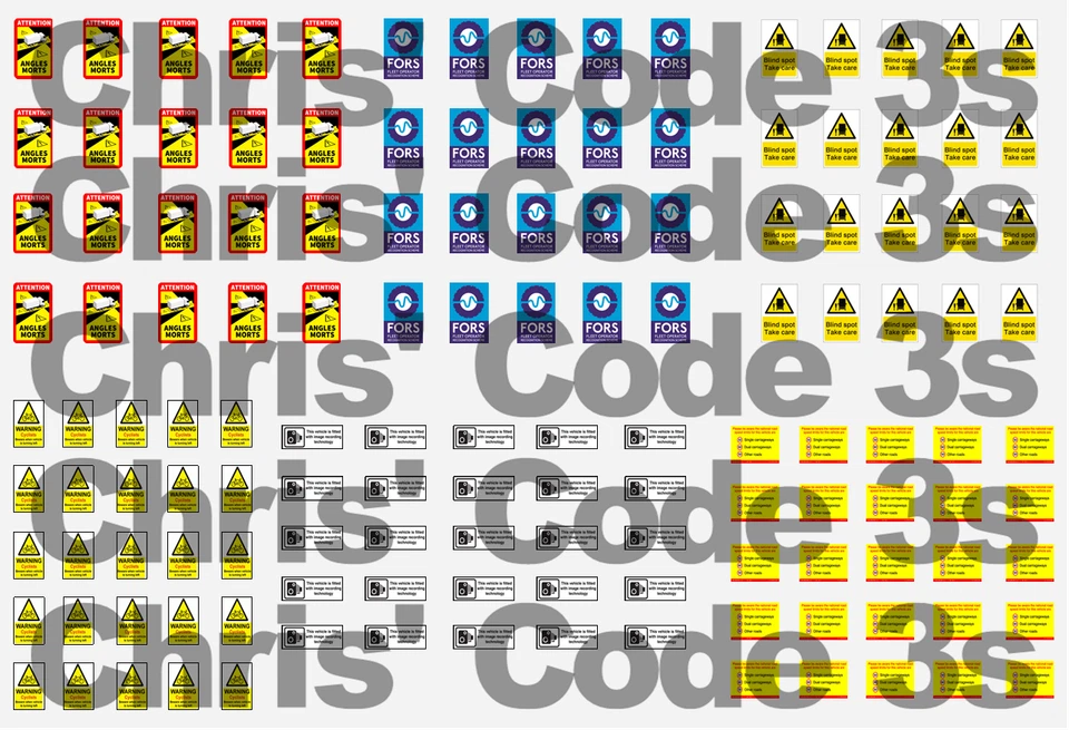 Code 3 HGV Rear Detail Adhesive Vinyl Decals to fit 1/76 trailers - 120pk - Image 1 of 1