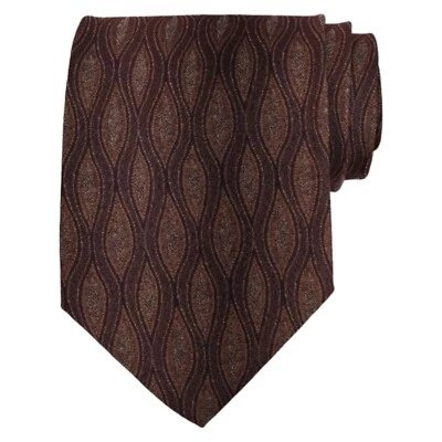 LOUIS ROTH Para Hombres Corbata Clásica 3.85 Marrón Estampado Seda Diseñador Vestido Corbata ITALIA Foto 1 de 4