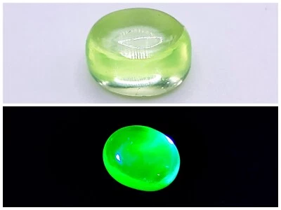 Fluorescent Green Spinel Cabochon Lab-Created 13x11mm UV Uranium Glass #2 - Image 1 of 4