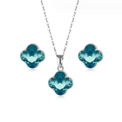 Conjuntos de Joyas Cruz Genuino Cuarzo Verde Piedras Preciosas Plata Collares Pendientes Colgantes Foto 1 de 4