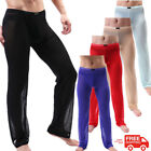 Men's Mesh Sheer Sleep Lounge Long Pants See Through Bottoms Underwear Nightwear
