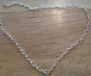12" Sterling Silver TINY 2 mm Figure 8 Ankle Bracelet Baby Chain Necklace - Picture 1 of 4