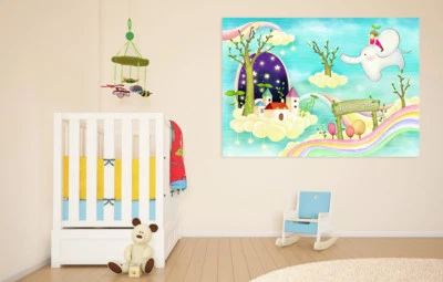 Pegatinas de pared de vinilo de dibujos animados 3D elefante 452 impresión AJ WALLPAPER CA Foto 1 de 4