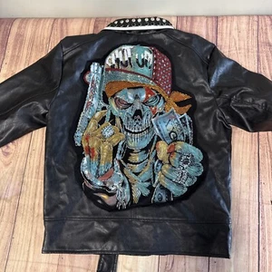 Giacca Rockstar originale 50%PU 50%PVC impreziosita da teschio e strass TAGLIA LG - Foto 1 di 10