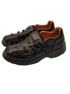 Zapatos para caminar Dr Comfort de cuero para mujer 7,5 W estilo gancho y bucle Betty azul marino - Imagen 1 de 7