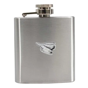 F6 Eel fish Pewter compact 3oz Stainless Steel Hip Flask Captive top - Picture 1 of 3