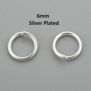 50 pcs 304 Stainless Steel Open Jump Rings 6mm - 20 Gauge - Shiny Silver Plated - Picture 1 of 2