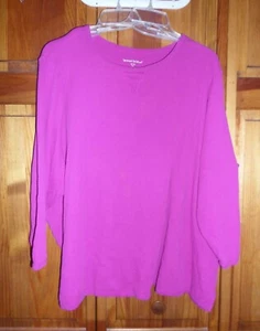 Woman Within Waffle Thermal Sweatshirt Raspberry Sorb 4X TUNIC Relaxed HEAVY - Picture 1 of 2