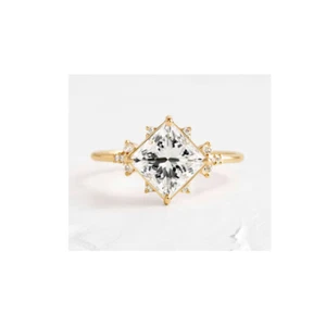 14k Yellow Gold Princess Cut Wedding Ring 4.30 Ct IGI Lab Created Diamond - Picture 1 of 14