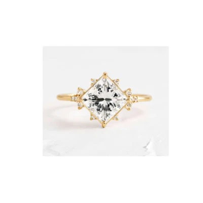 14k Yellow Gold Princess Cut Wedding Ring 4.30 Ct IGI Lab Created Diamond - Image 1 of 4