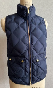 Vintage J Crew Down Quilted Navy Vest Size Small EUC - Picture 1 of 4
