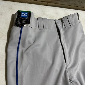 Mizuno Adult L Blue Piped Opened Hemmed Bottom BaseBall Pants Size Light Grey - Picture 1 of 9