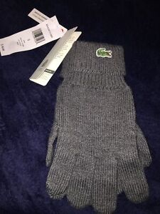New Lacoste Mens Ribbed Extra Fine Merino 100% Wool Gloves