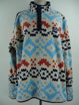 Lands' End Heritage Men's XXL 50 - 52 Fleece Jacket 1/4 Snap Neck Print Pullover - Image 1 of 4