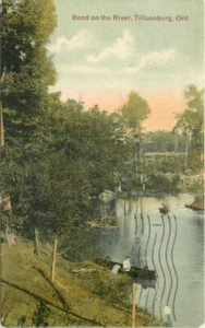 Postal de Canadá 1907 Tillsonburg Bend on the River 22-1832 - Imagen 1 de 2