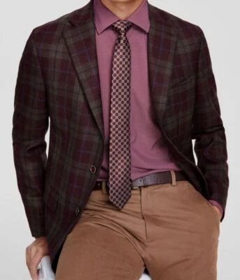 Abrigo deportivo elástico estampado lana ajustado rojo para hombre Tallia talla 44L Foto 1 de 2