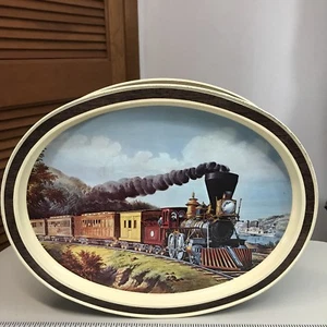 Vintage Sunshine Keksdose 1982 Currier und Ives oval 14,5" - Bild 1 von 11