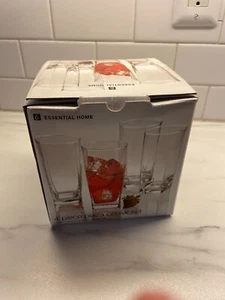 ESSENTIALS HOME SET OF 4 GLASSES COOLERS DRINKING GLASSES 14.25 OZ NEW COOLER - Picture 1 of 11