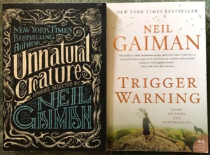 Neil Gaiman books, Unnatural Creature & Trigger Warning, oversized paperbacks - Imagen 1 de 4