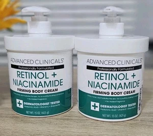 Neu Advanced Clinicals Retinol + Niacinamid straffende Körpercreme 15 flüssige Unzen 2er-Pack - Bild 1 von 4