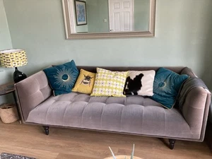 Velvet Grey Sofa Living Room By Made.com - Picture 1 of 5