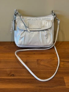 Coach Poppy White Pearl Champagne Silver Small Shoulder Bag Handbag Purse NWOT - Picture 1 of 13