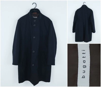 男式 BUGATTI 大号设计师深蓝色羊毛休闲商务大衣 — 第 1/4 张图片