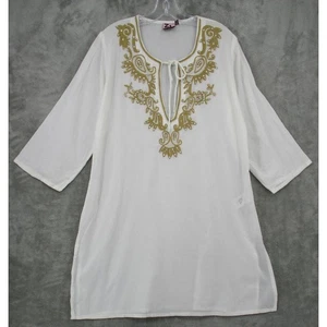 Anthropologie Cover Up Womens M/L Paisley Embellished Tie Boho Beach Resort - Picture 1 of 14