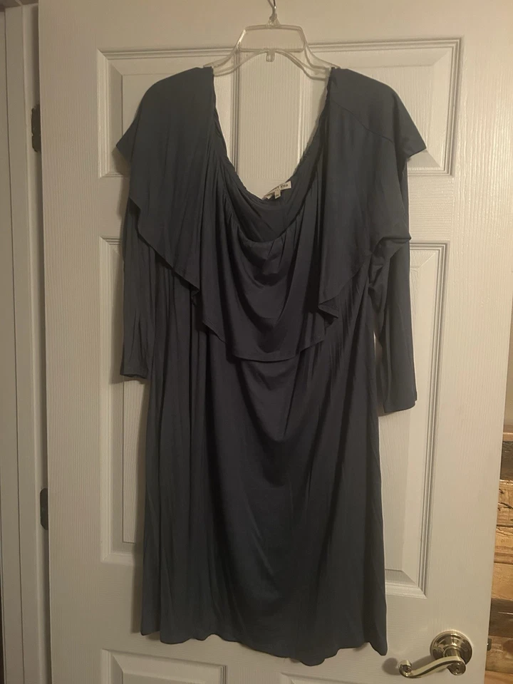 Vestido para mujer talla grande fuera del hombro azul gris talla 2XL Foto 1 de 1