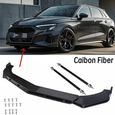 For Audi A3 A4 A5 B9 Front Bumper Lip Spoiler Splitter Kit Carbon Fiber 5PCS Foto 1 de 4
